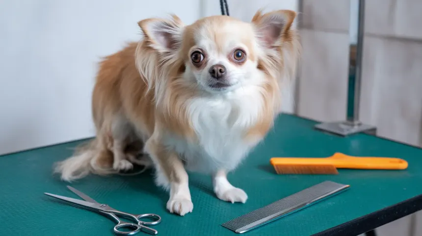 A Dog looking at the Dog Food